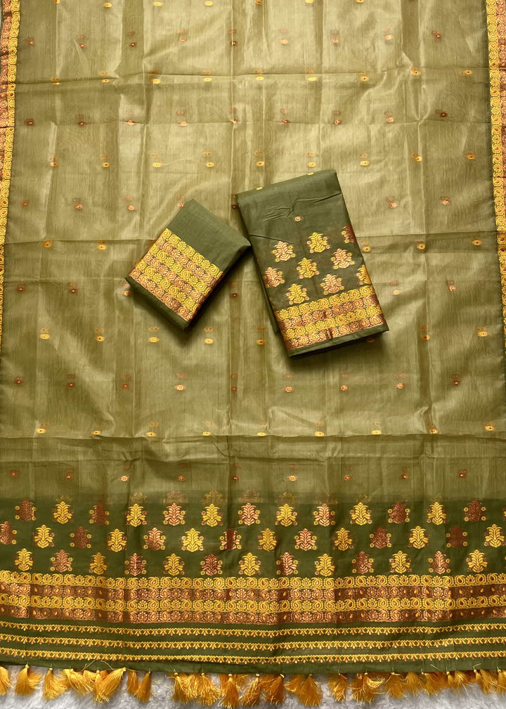 Ready-To-Wear Copper Jari Super Cotton Mekhela Art-Nuni Sador