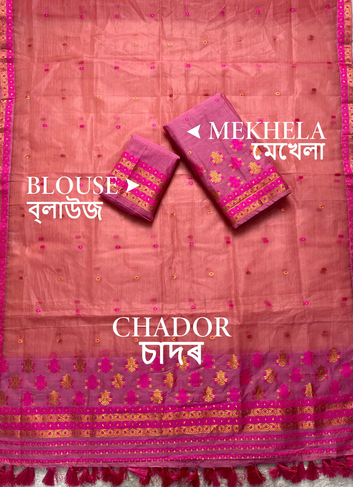 Ready-To-Wear Copper Jari Super Cotton Mekhela Art-Nuni Sador