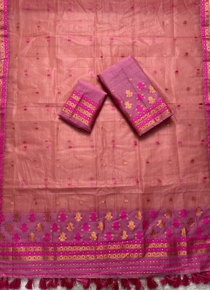 Ready-To-Wear Copper Jari Super Cotton Mekhela Art-Nuni Sador