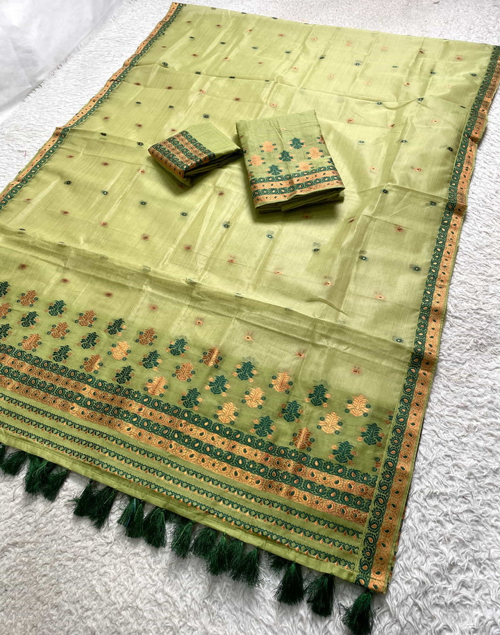 Ready-To-Wear Copper Jari Super Cotton Mekhela Art-Nuni Sador