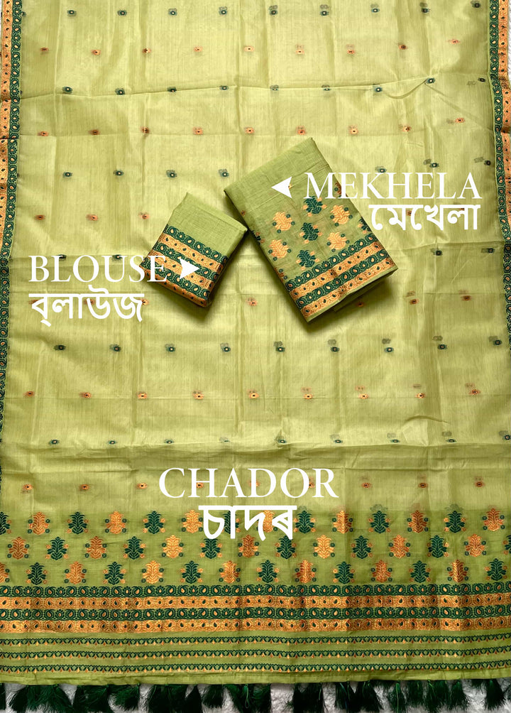 Ready-To-Wear Copper Jari Super Cotton Mekhela Art-Nuni Sador