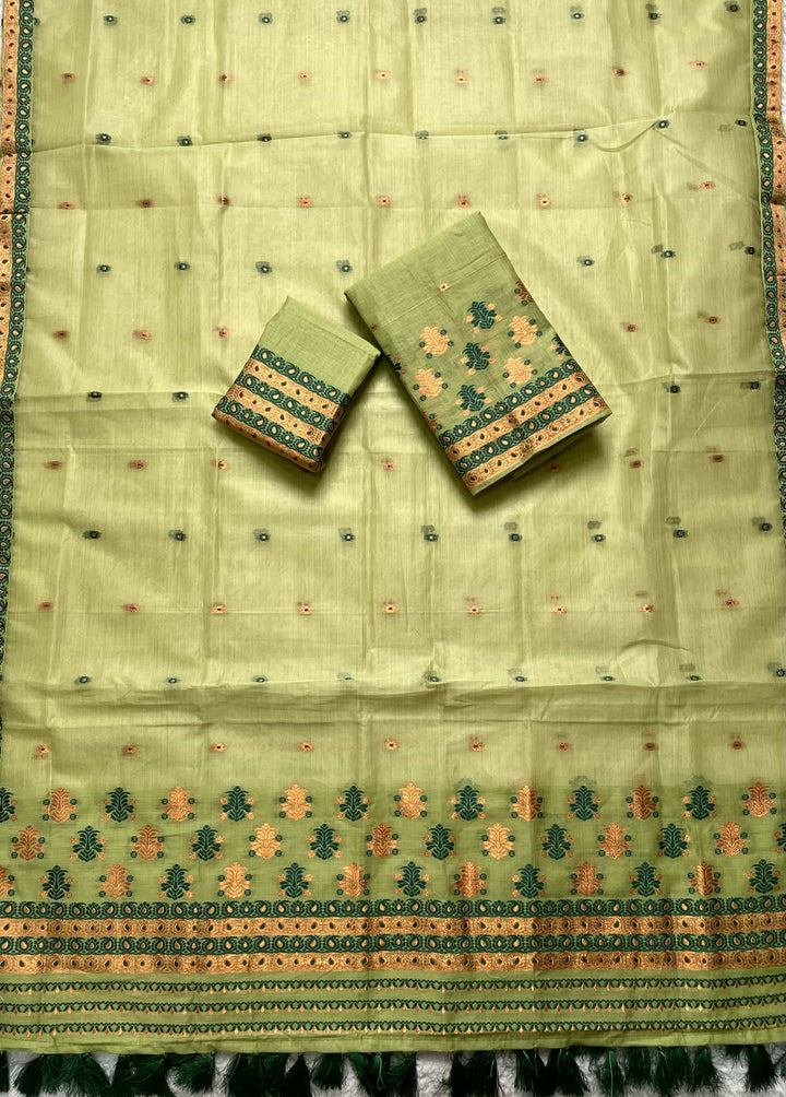 Ready-To-Wear Copper Jari Super Cotton Mekhela Art-Nuni Sador