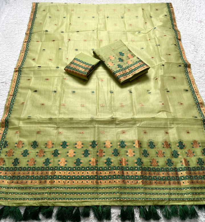 Ready-To-Wear Copper Jari Super Cotton Mekhela Art-Nuni Sador