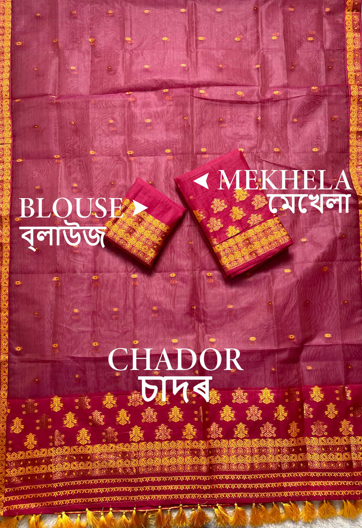 Ready-To-Wear Copper Jari Super Cotton Mekhela Art-Nuni Sador