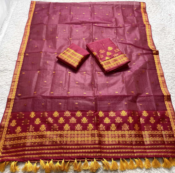 Ready-To-Wear Copper Jari Super Cotton Mekhela Art-Nuni Sador