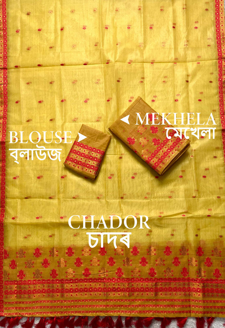 Ready-To-Wear Copper Jari Super Cotton Mekhela Art-Nuni Sador