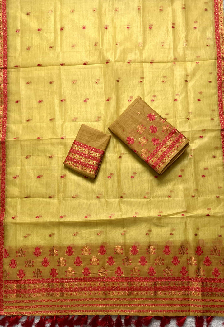 Ready-To-Wear Copper Jari Super Cotton Mekhela Art-Nuni Sador