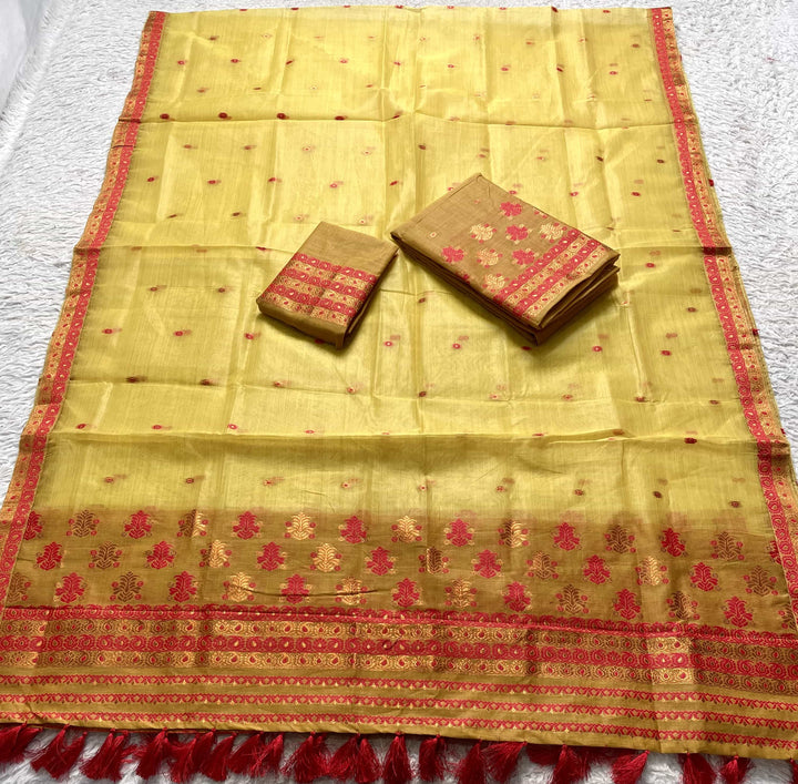 Ready-To-Wear Copper Jari Super Cotton Mekhela Art-Nuni Sador