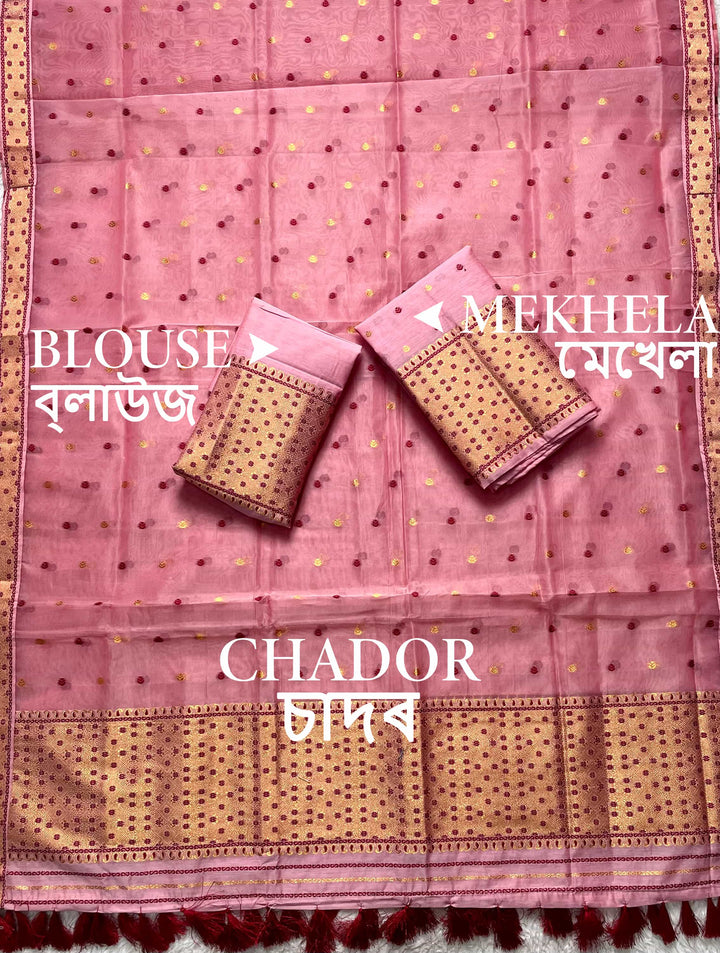 Ready-To-Wear Silver Jari Cotton Blend Mekhela Art-Nuni Sador