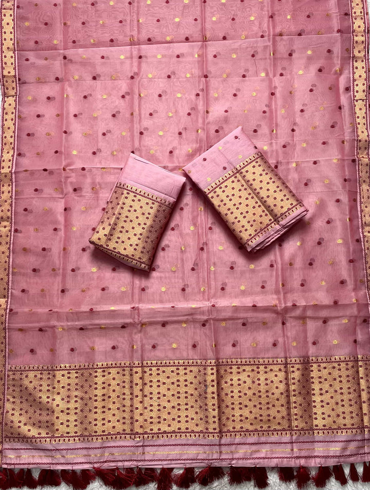 Ready-To-Wear Silver Jari Cotton Blend Mekhela Art-Nuni Sador