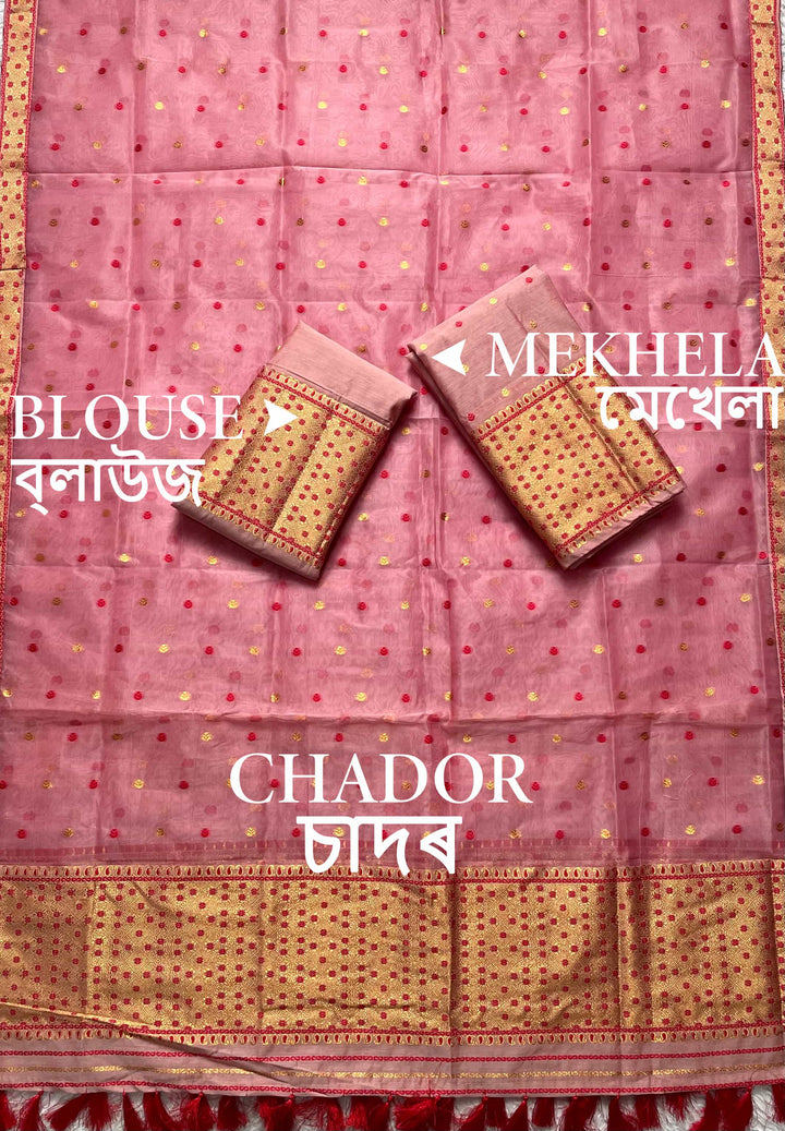 Ready-To-Wear Silver Jari Cotton Blend Mekhela Art-Nuni Sador