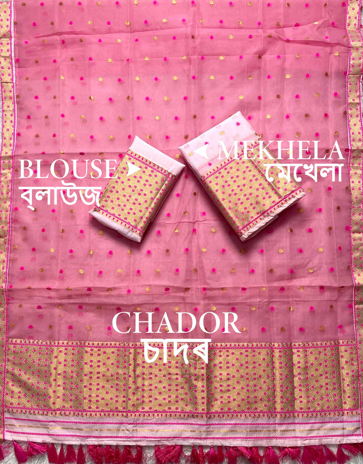 Ready-To-Wear Silver Jari Cotton Blend Mekhela Art-Nuni Sador