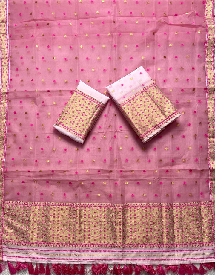 Ready-To-Wear Silver Jari Cotton Blend Mekhela Art-Nuni Sador