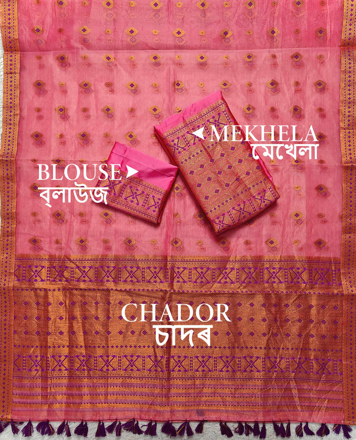 Ready-To-Wear Copper Jari Premium Poly Mekhela Art-Nuni Sador