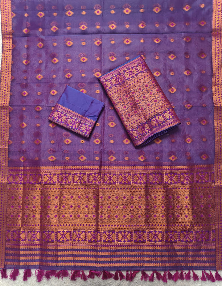 Ready-To-Wear Copper Jari Premium Poly Mekhela Art-Nuni Sador