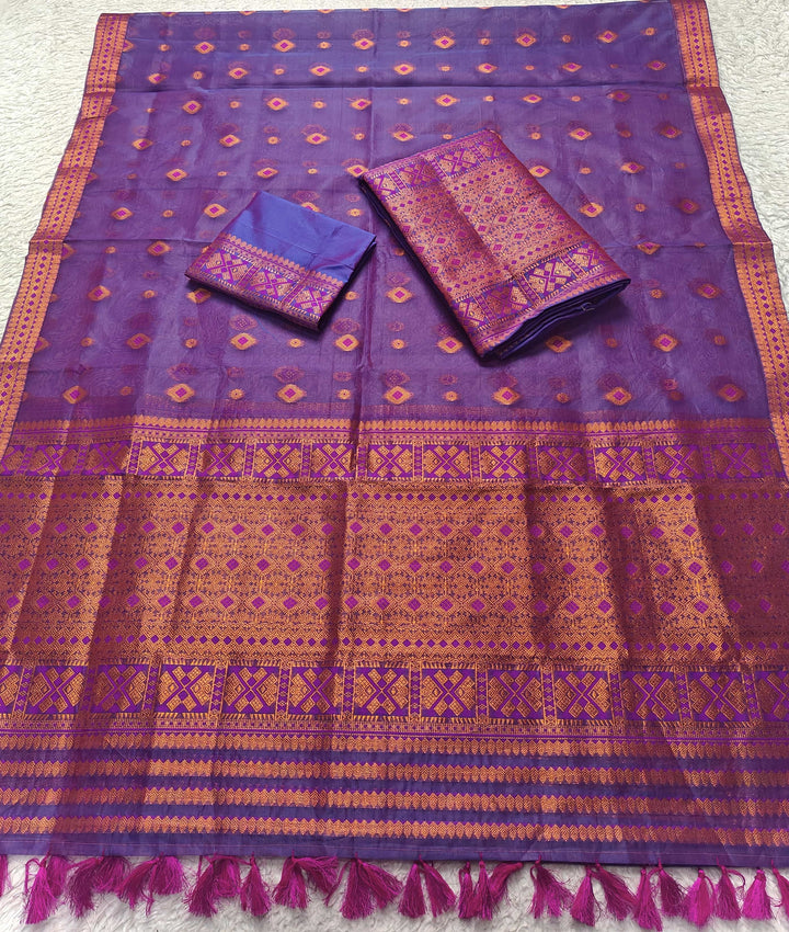 Ready-To-Wear Copper Jari Premium Poly Mekhela Art-Nuni Sador