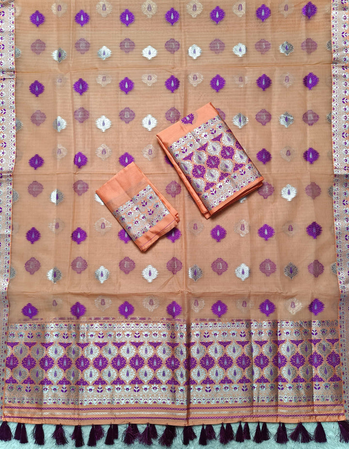 Ready-To-Wear Silver Jari & Dhaga Work Premium Poly Mekhela Art-Nuni Sador