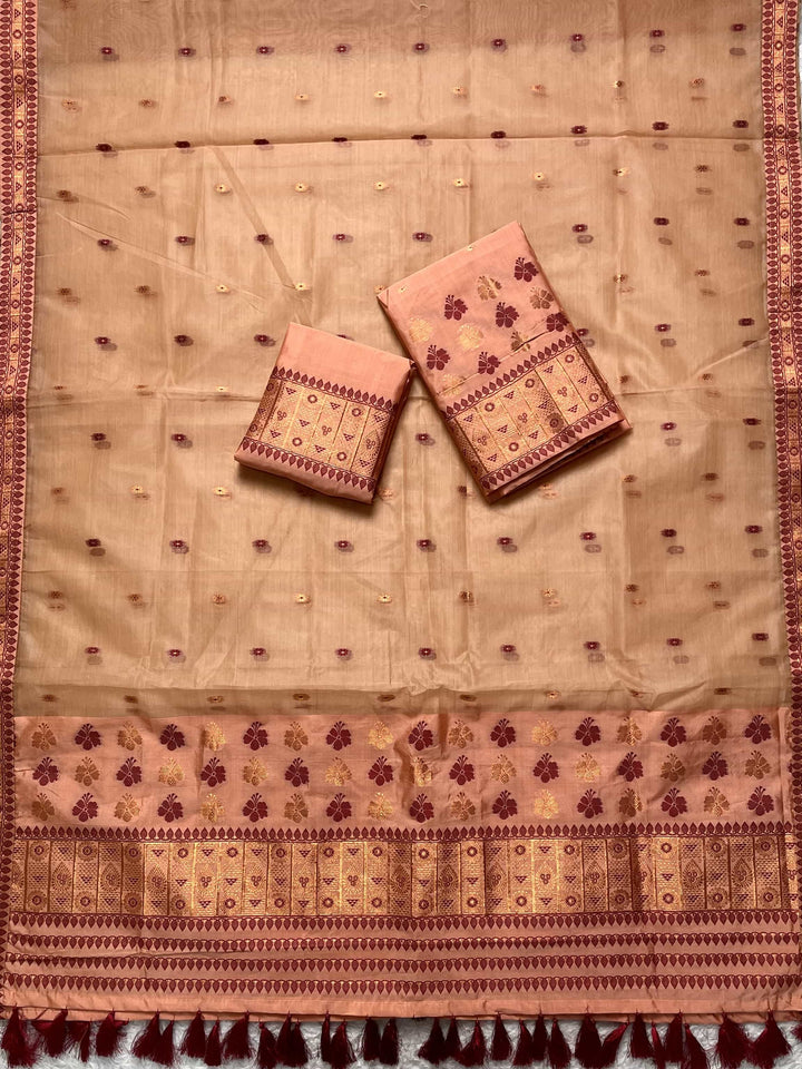 Ready-To-Wear Copper Jari Premium Poly Mekhela Art-Nuni Sador