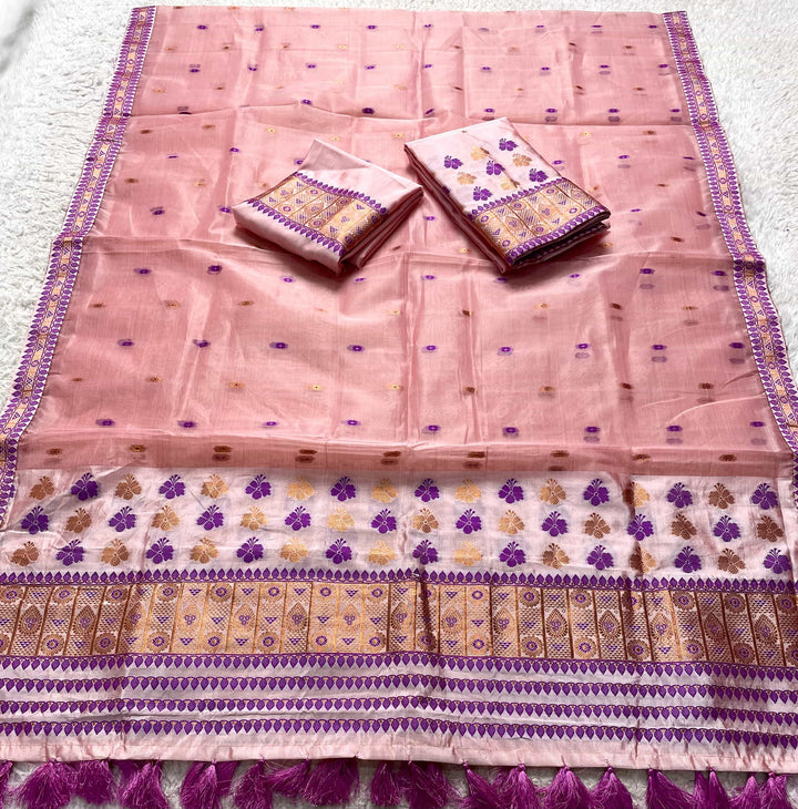 Ready-To-Wear Copper Jari Premium Poly Mekhela Art-Nuni Sador