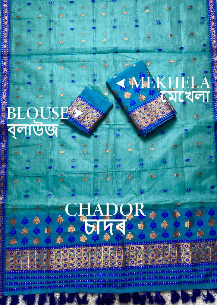 Ready-To-Wear Copper Jari Premium Poly Mekhela Art-Nuni Sador