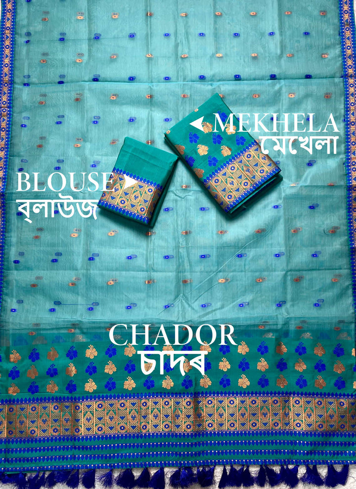 Ready-To-Wear Copper Jari Premium Poly Mekhela Art-Nuni Sador