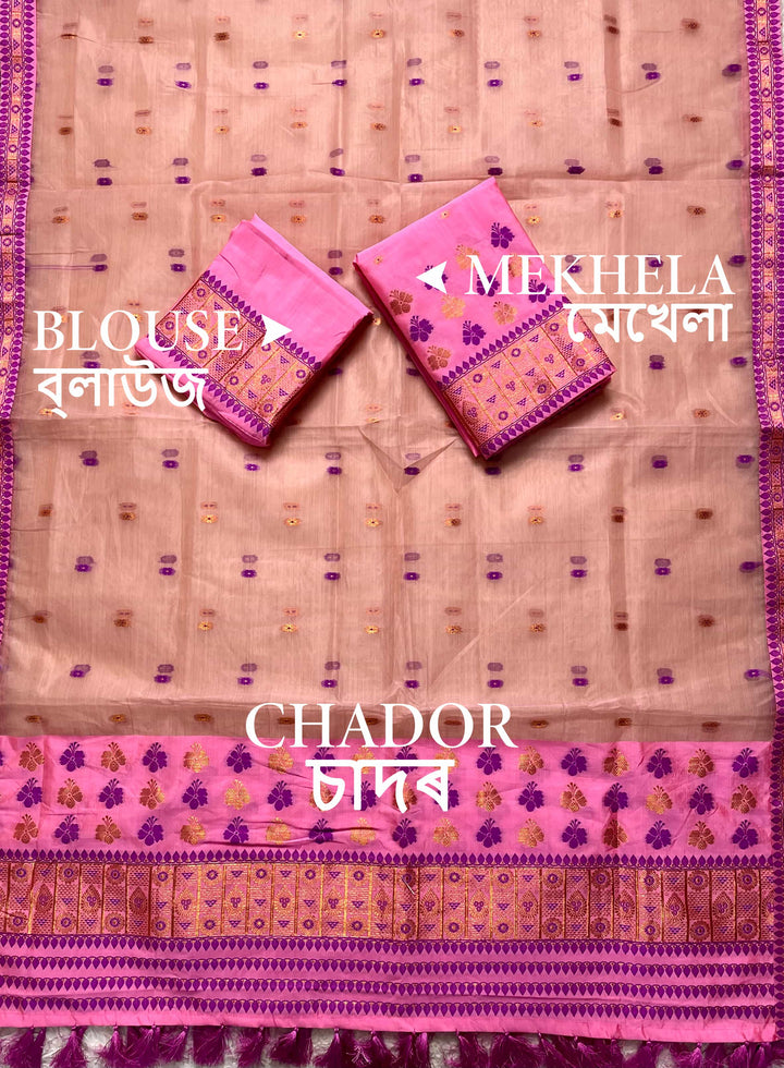 Ready-To-Wear Copper Jari Premium Poly Mekhela Art-Nuni Sador