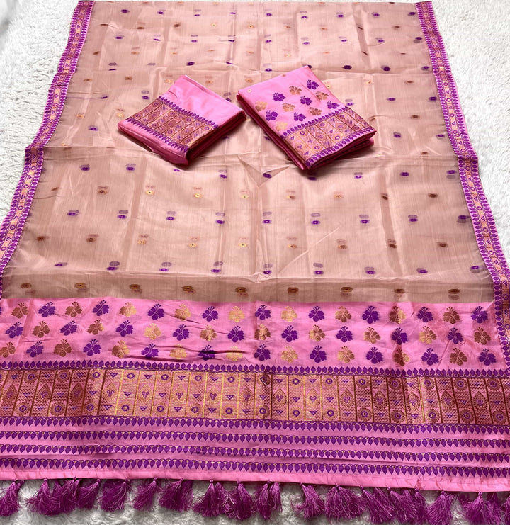 Ready-To-Wear Copper Jari Premium Poly Mekhela Art-Nuni Sador