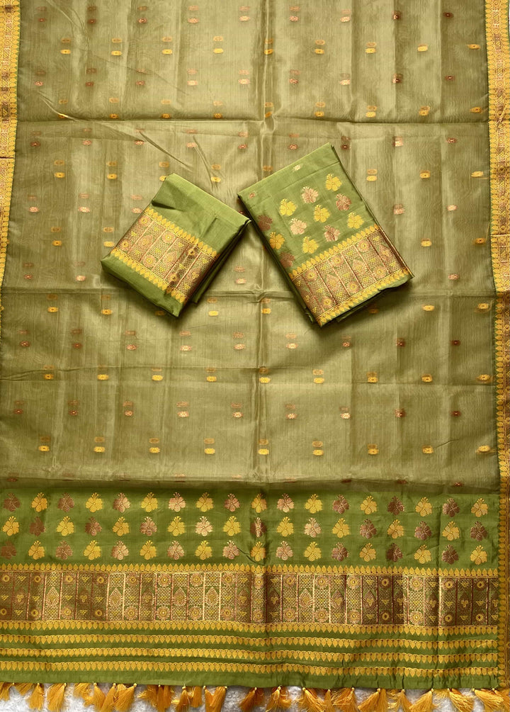 Ready-To-Wear Copper Jari Premium Poly Mekhela Art-Nuni Sador