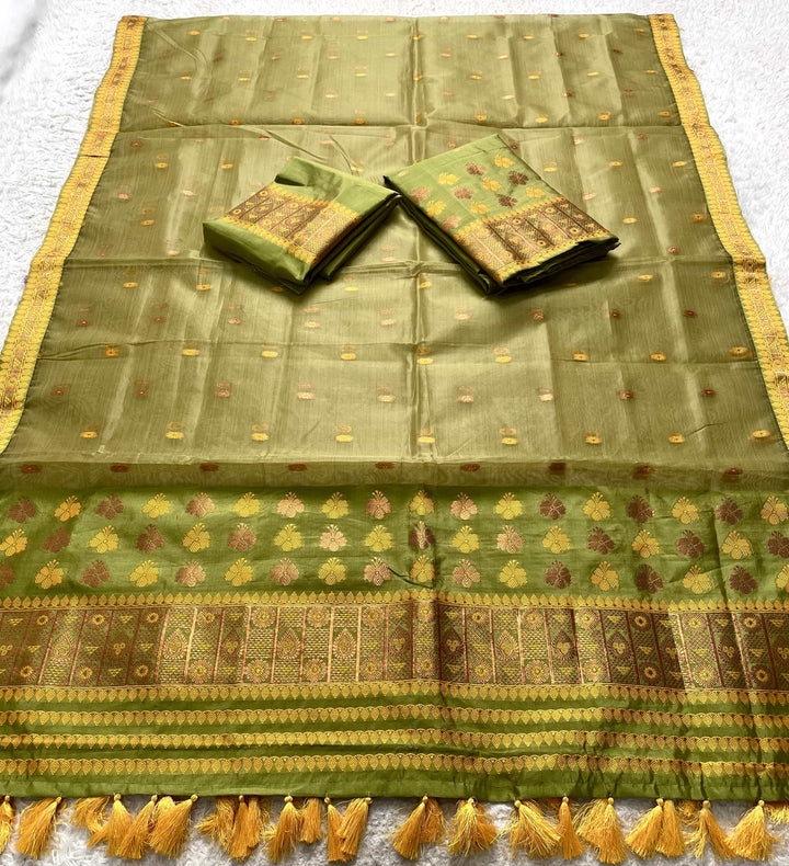 Ready-To-Wear Copper Jari Premium Poly Mekhela Art-Nuni Sador