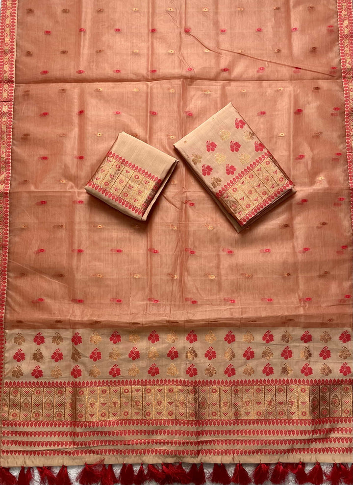 Ready-To-Wear Copper Jari Premium Poly Mekhela Art-Nuni Sador