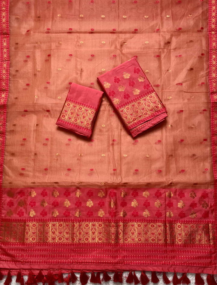 Ready-To-Wear Copper Jari Premium Poly Mekhela Art-Nuni Sador