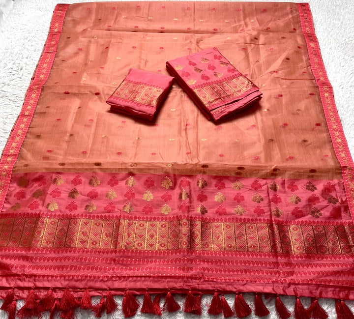 Ready-To-Wear Copper Jari Premium Poly Mekhela Art-Nuni Sador