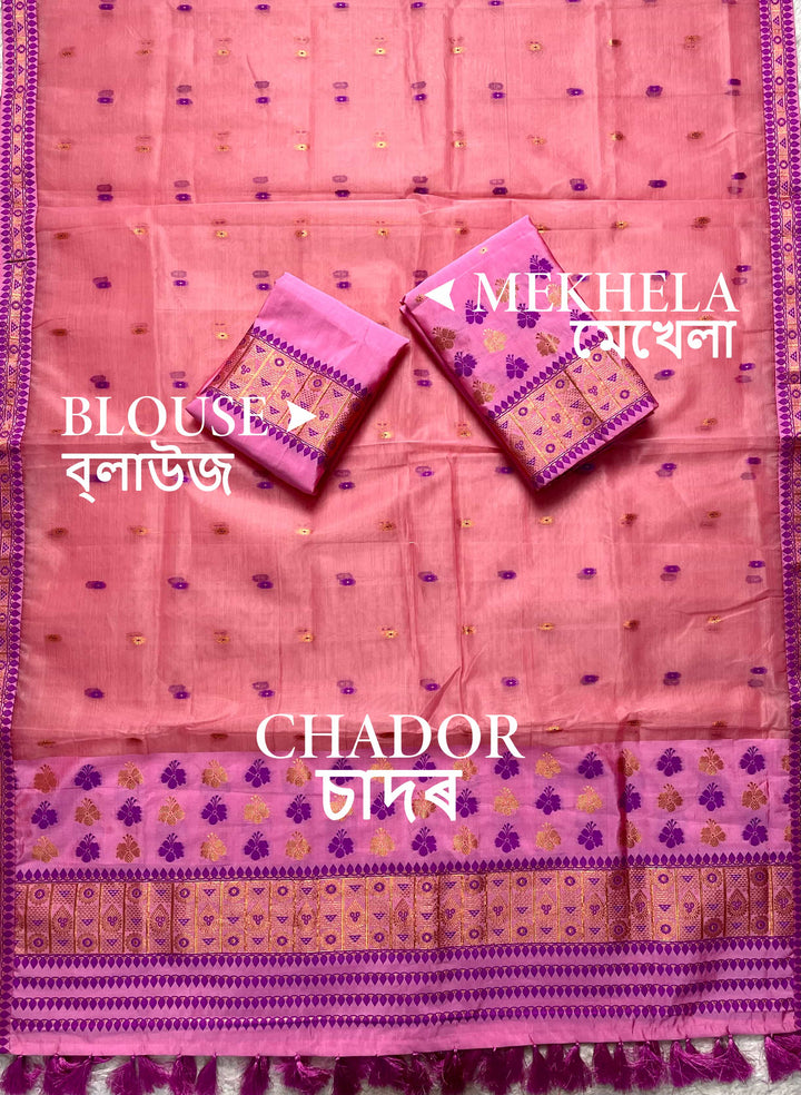 Ready-To-Wear Copper Jari Premium Poly Mekhela Art-Nuni Sador