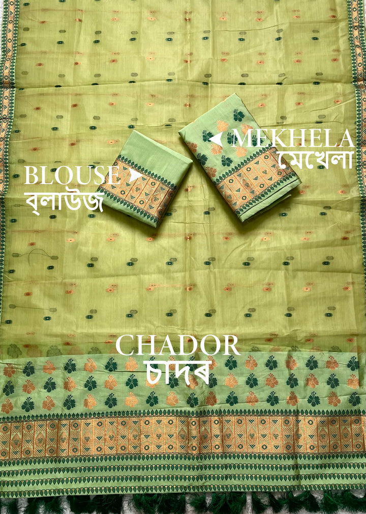 Ready-To-Wear Copper Jari Premium Poly Mekhela Art-Nuni Sador