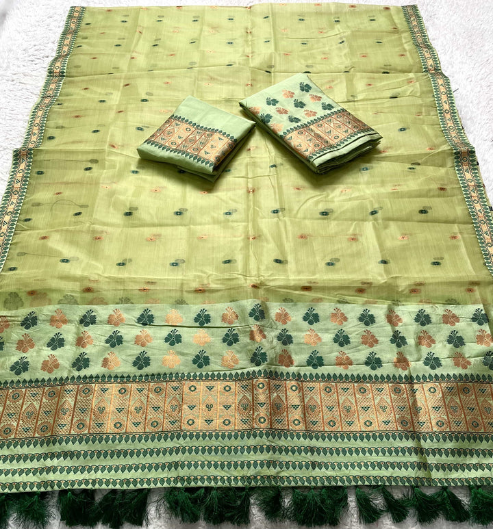 Ready-To-Wear Copper Jari Premium Poly Mekhela Art-Nuni Sador