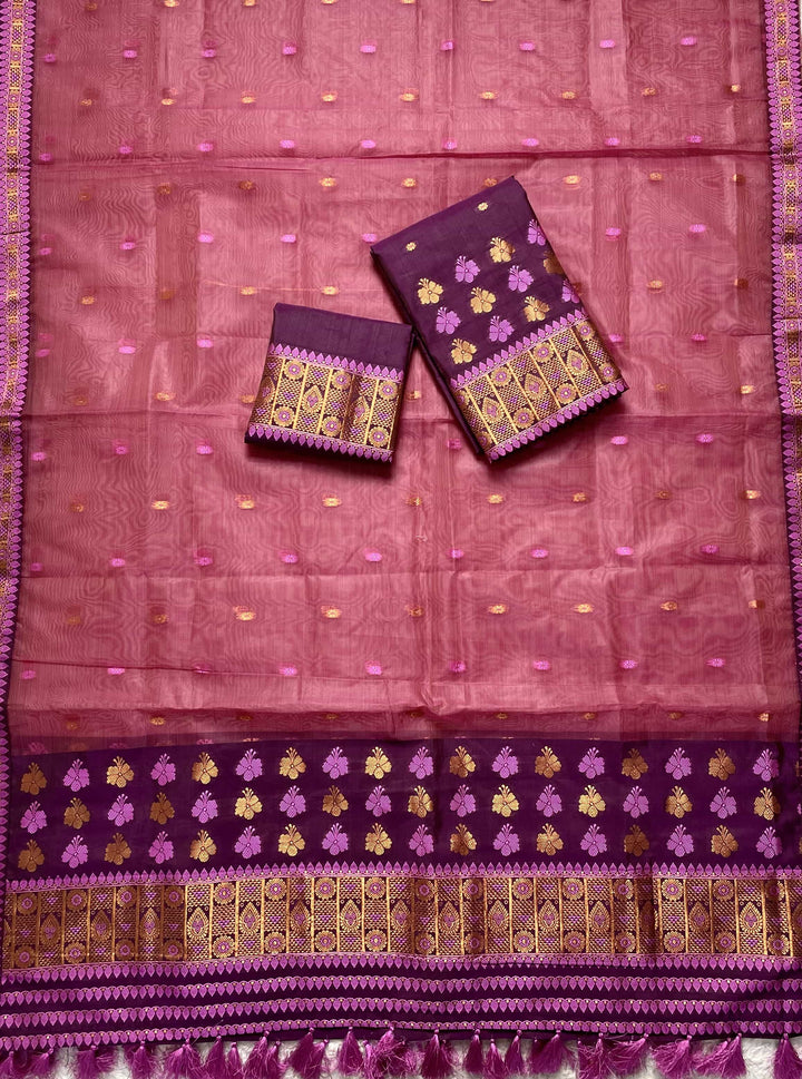 Ready-To-Wear Copper Jari Premium Poly Mekhela Art-Nuni Sador