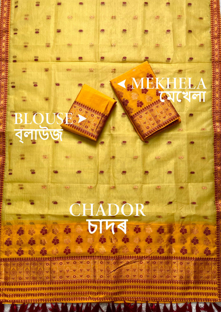 Ready-To-Wear Copper Jari Premium Poly Mekhela Art-Nuni Sador