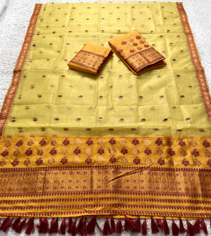 Ready-To-Wear Copper Jari Premium Poly Mekhela Art-Nuni Sador