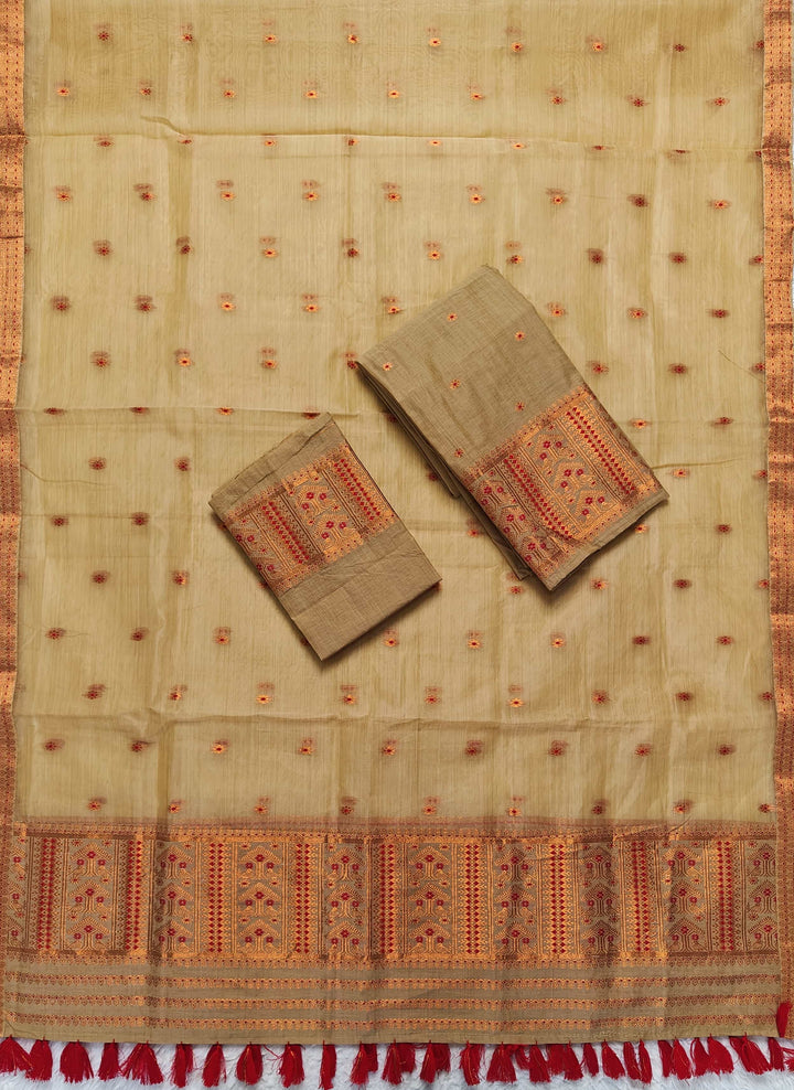 Ready-To-Wear Copper Jari Super Cotton Mekhela Art-Nuni Sador