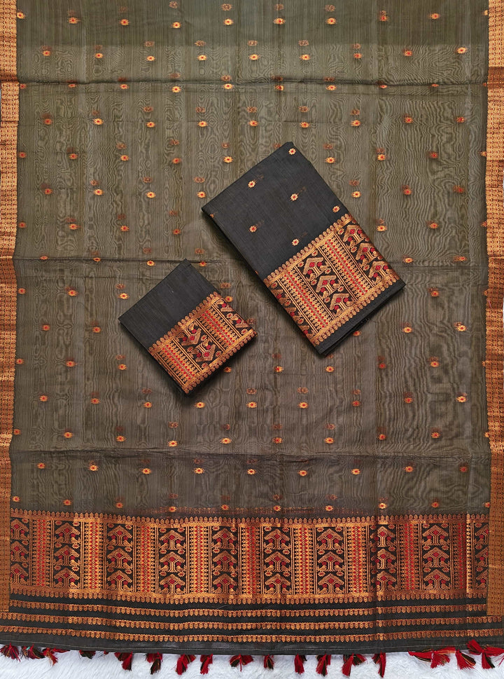 Ready-To-Wear Copper Jari Super Cotton Mekhela Art-Nuni Sador