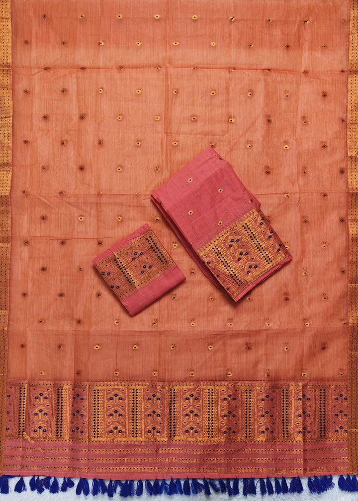 Ready-To-Wear Copper Jari Super Cotton Mekhela Art-Nuni Sador