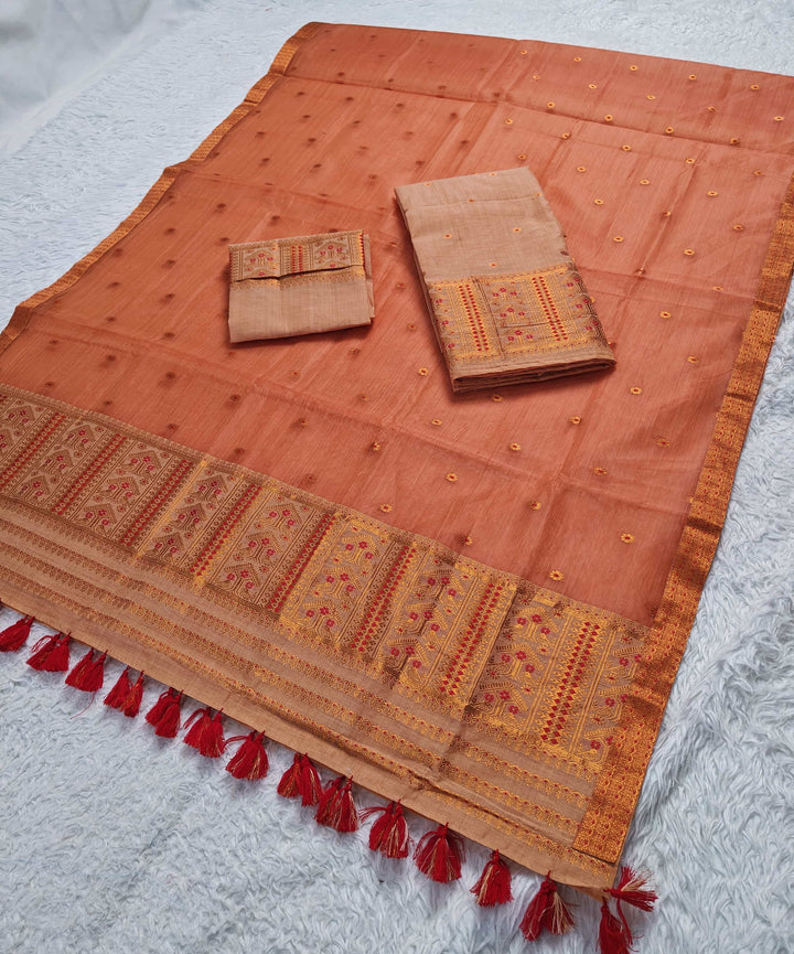 Ready-To-Wear Copper Jari Super Cotton Mekhela Art-Nuni Sador