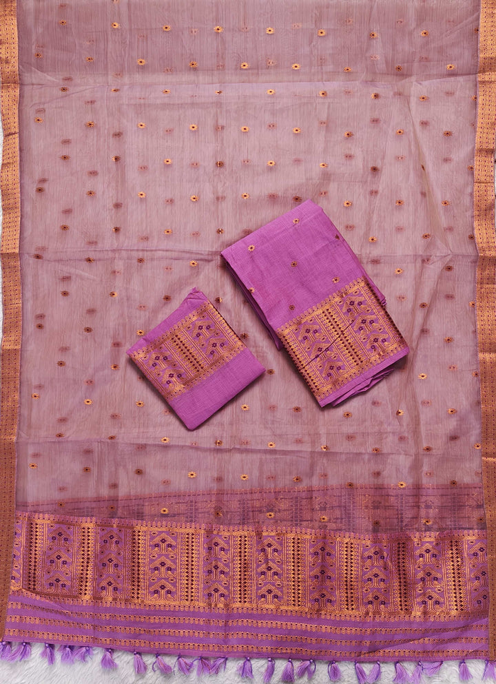 Ready-To-Wear Copper Jari Super Cotton Mekhela Art-Nuni Sador