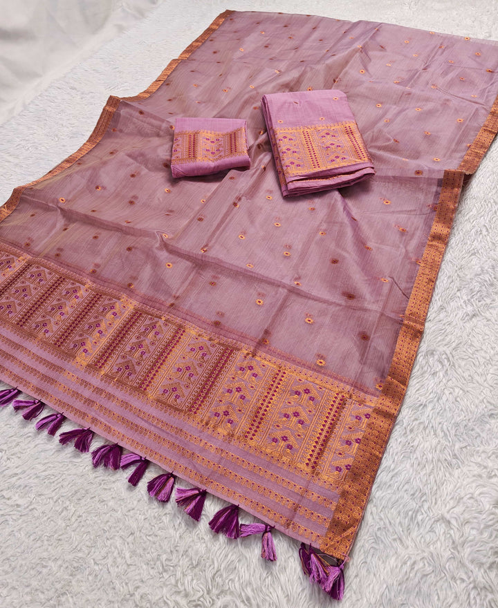 Ready-To-Wear Copper Jari Super Cotton Mekhela Art-Nuni Sador