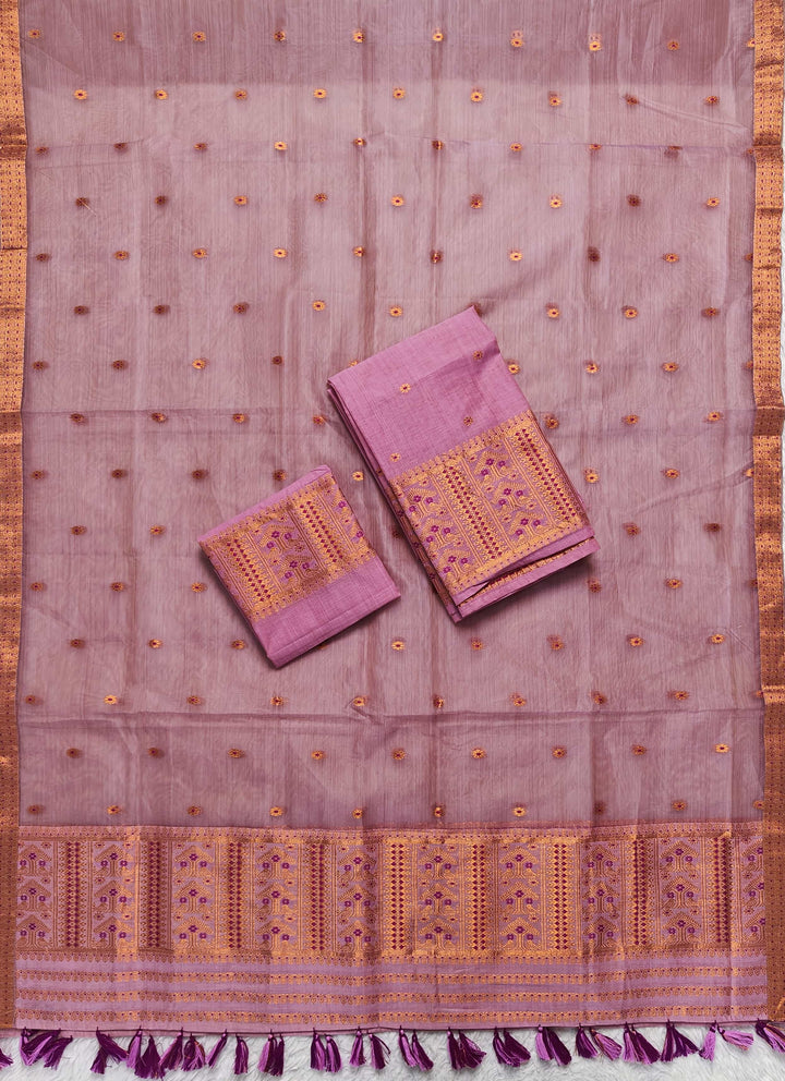 Ready-To-Wear Copper Jari Super Cotton Mekhela Art-Nuni Sador