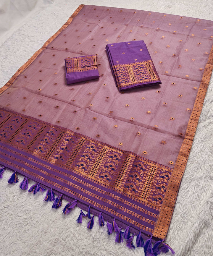 Ready-To-Wear Copper Jari Super Cotton Mekhela Art-Nuni Sador