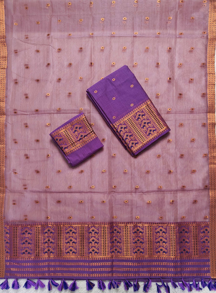 Ready-To-Wear Copper Jari Super Cotton Mekhela Art-Nuni Sador