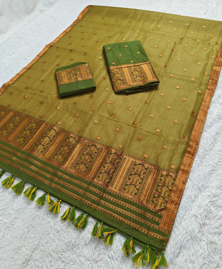 Ready-To-Wear Copper Jari Super Cotton Mekhela Art-Nuni Sador