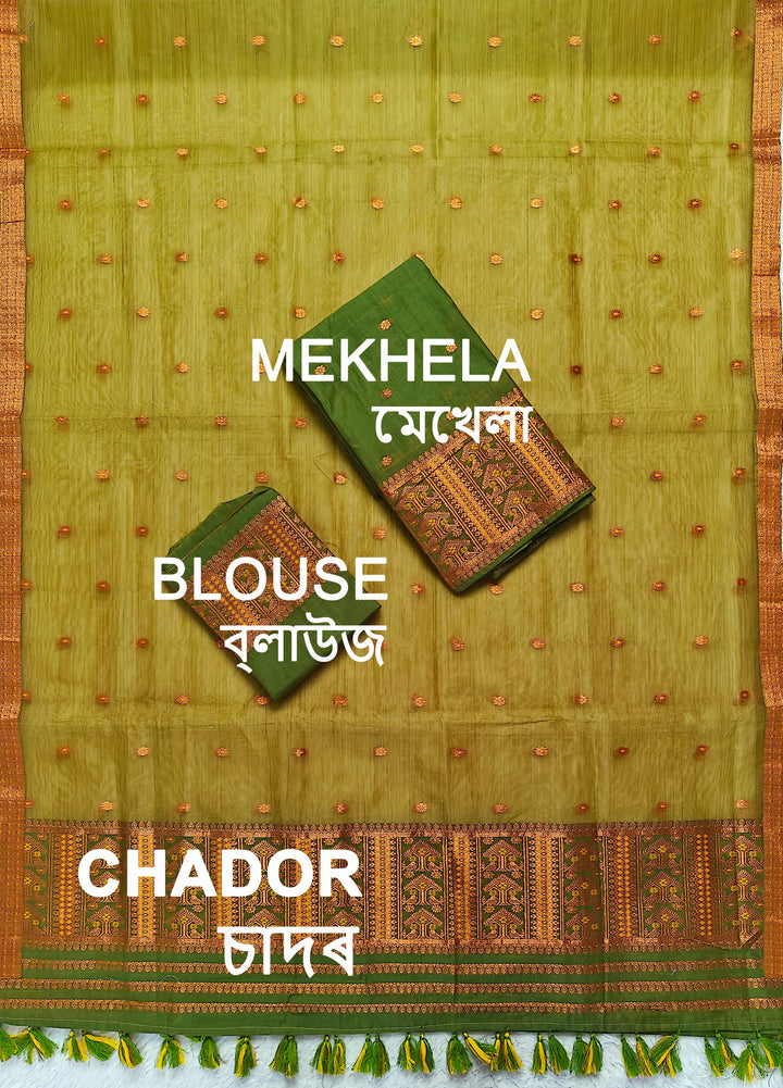 Ready-To-Wear Copper Jari Super Cotton Mekhela Art-Nuni Sador