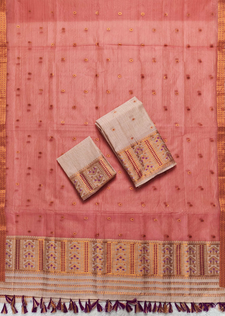 Ready-To-Wear Copper Jari Super Cotton Mekhela Art-Nuni Sador